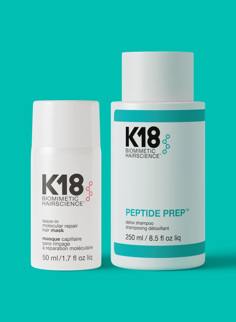 K18 detox shampoo & leave-in repair mask routine