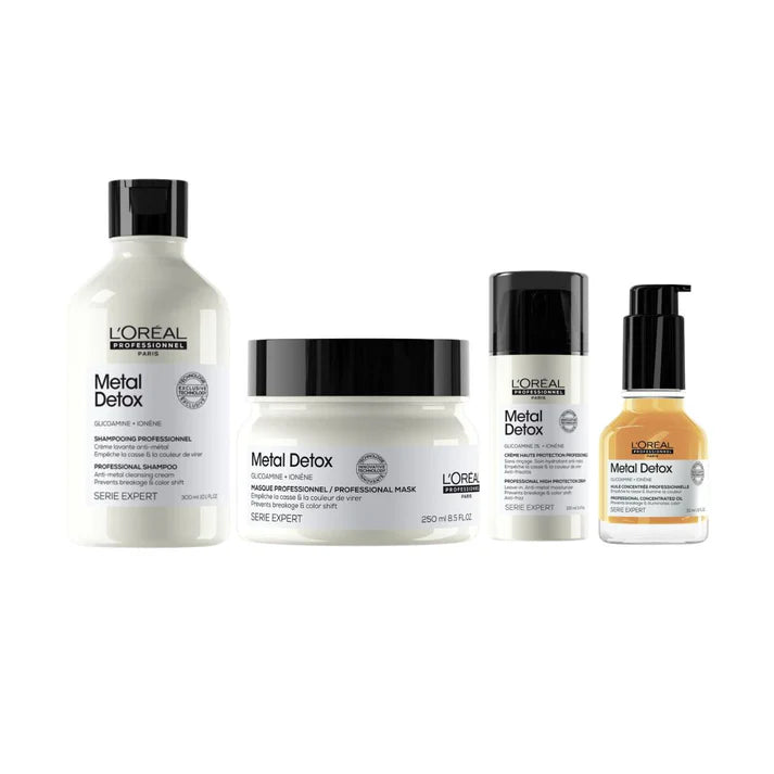 L'Oréal Professionnel Serie Expert Metal Detox Shampoo, Mask, Leave In & Oil Quad Pack